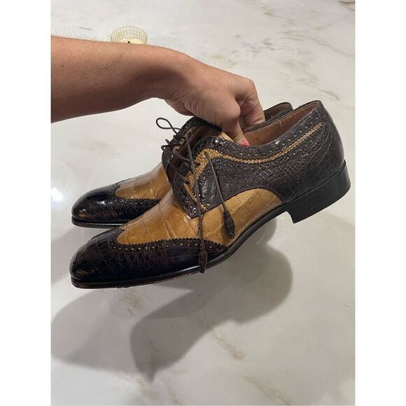 Mezlan Dade Crocodile Wingtip Spectator Shoes size 9 - Picture 2 of 8